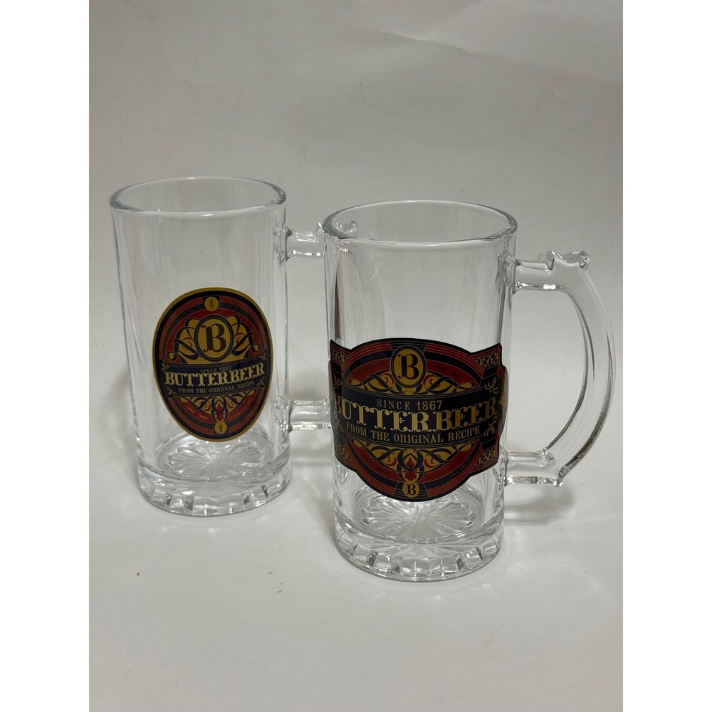 Harry Potter Universal Studios Butterbeer Glass Mugs Set of 2 Different Steins - Picture 7 of 16